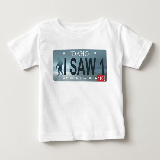 T-shirt Pour Bébé Plaque de licence Idaho "I Saw 1" Sasquatch (Devant)