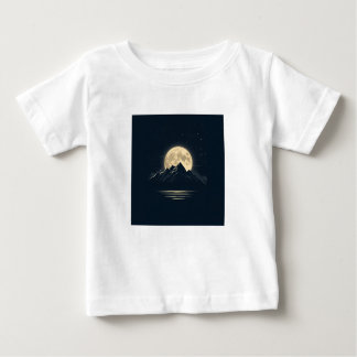 T-shirt Pour Bébé Pleine lune sur les montagnes - Pittoresque nuit S