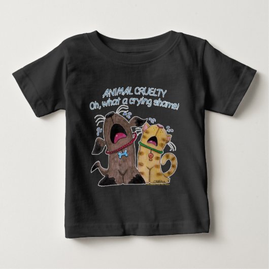 T-shirt Pour Bébé Pleurer sur un chien et un chat - Quelle honte de  (Devant)