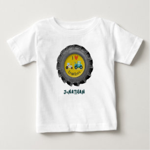 T-shirt Pour Bébé Pneu de tracteur mignon je aime tracteurs nom de g