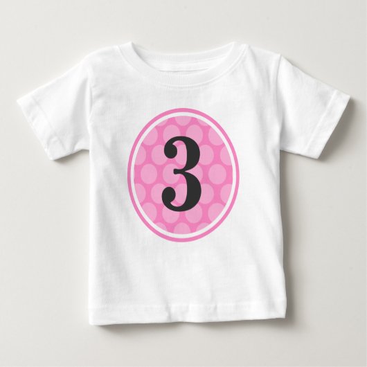T-shirt Pour Bébé Poche rose moderne point troisième anniversaire fi (Devant)