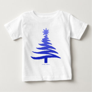 T-shirt Pour Bébé Pochoir d'arbre de Noël Bleu Cobalt