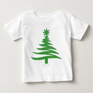 T-shirt Pour Bébé Pochoir d'arbre de Noël vert