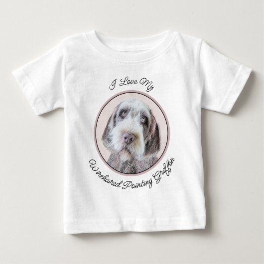 T-shirt Pour Bébé Pointing à poils durs Peinture Griffon - Art Chien (Devant)