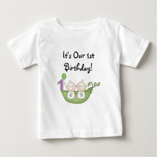 T-shirt Pour Bébé Pois de jumeaux dans un premier anniversaire de