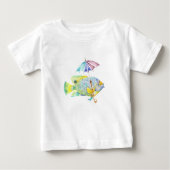 T-shirt Pour Bébé Poisson Ange Avec Parapluie (Devant)