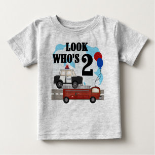 T-shirt Pour Bébé Police et anniversaire du feu 2ème