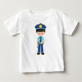 T-shirt Pour Bébé Policier, Agent de police, Flic, Cheveux bruns (Devant)