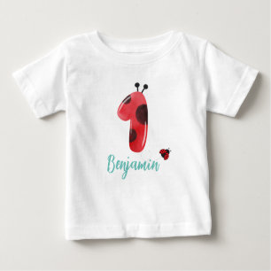 T-shirt Pour Bébé Polka rouge mignon point Ladybug 1er anniversaire 