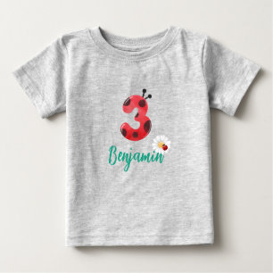 T-shirt Pour Bébé Polka rouge mignon point Ladybug 3ème anniversaire