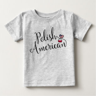 T-shirt Pour Bébé Polonais Américain Coeurs Enmêlés Tee