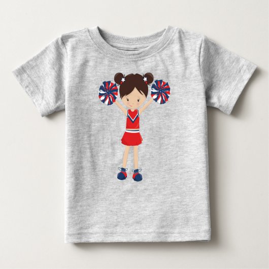 T-shirt Pour Bébé Pom-Pom Girls, Jolie Fille, Cheveux Bruns, Cheerle (Devant)