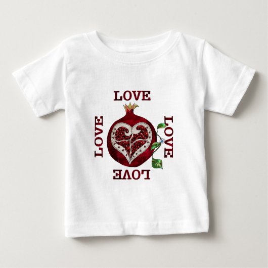 T-shirt Pour Bébé Pomegranate Heart LOVE Valentine (Devant)