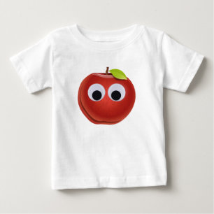 T-shirt Pour Bébé Pomme rouge drôle avec yeux de googly