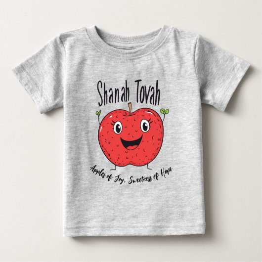 T-shirt Pour Bébé 🍎 Pommes de joie, Rosh Hashanah avec texte person (Devant)