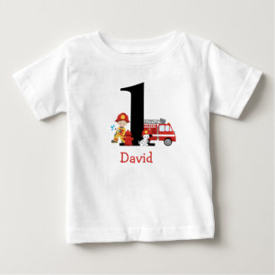 T-shirt Pour Bébé Pompier Camion d'incendie Garçon première tenue d'