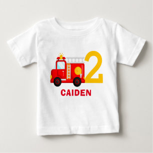 T-shirt Pour Bébé Pompier Camion Pompier Anniversaire