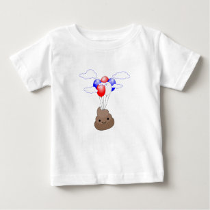 T-shirt Pour Bébé Poo Emoji Voler Avec Ballons