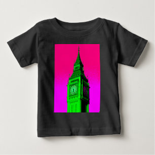 T-shirt Pour Bébé Pop Art Big Ben Londres Voyage rose Vert