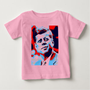 T-shirt Pour Bébé Pop Art JFK John F. Kennedy Red Blue