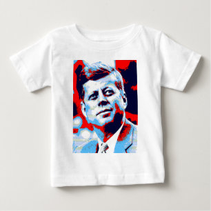 T-shirt Pour Bébé Pop Art JFK John F. Kennedy Red Blue