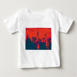 T-shirt Pour Bébé Pop Style Rouge Retro Art New York City