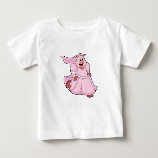 T-shirt Pour Bébé Porc marié en robe de mariée (Devant)