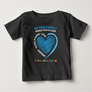 T-shirt Pour Bébé Porter Bleu Coeur Puzzle Pièce Famille Combattre l