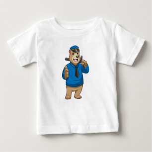 T-shirt Pour Bébé Porter en tant qu'officier de police avec le casqu