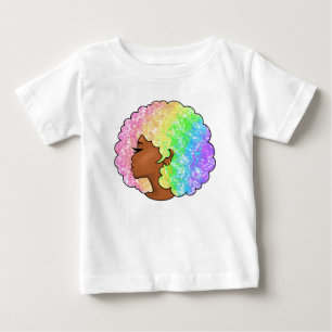 T-shirt Pour Bébé Portrait Afro Pastel Arc-en-Ciel Groovy Rétro Bouc
