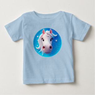 T-shirt Pour Bébé Portrait de cheval de dessin animé charmant avec d