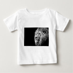 T-shirt Pour Bébé Portrait de Lion noir blanc - Photographie d'anima