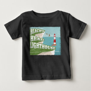 T-shirt Pour Bébé Poster rétro du phare à tête de plage