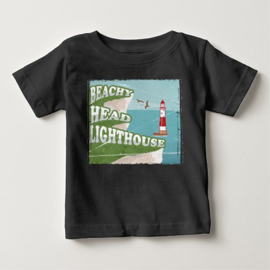 T-shirt Pour Bébé Poster rétro du phare à tête de plage (Devant)