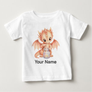 T-shirt Pour Bébé Pot à poussière d'étoiles de dragon aquarelle pers