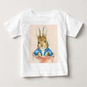 T-shirt Pour Bébé Pot de fleurs en terre cuite lapin classique