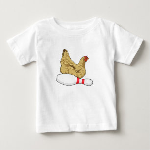 T-shirt Pour Bébé Poulet au Bowling avec épingle de Bowling