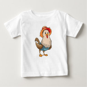 T-shirt Pour Bébé Poulet en fermier avec Casquette