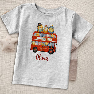 T-shirt Pour Bébé Poulets Mignons dans un Autobus à Impériale de Lon