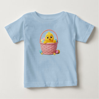 T-shirt Pour Bébé Poussette de Pâques dans un panier