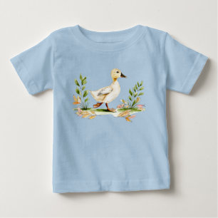 T-shirt Pour Bébé Poussin à l'aquarelle avec trèfle à quatre feuille