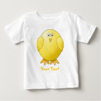 Poussin mignon. Petit oiseau jaune. Texte fait sur