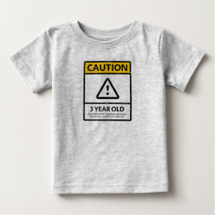 T-shirt Pour Bébé PRÉCAUTION 3ème T-shirt de bébé d'anniversaire