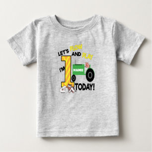 T-shirt Pour Bébé Premier 1er anniversaire - Fête du tracteur sur le