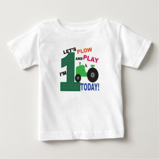 T-shirt Pour Bébé Premier 1er anniversaire - tracteur vert labourer