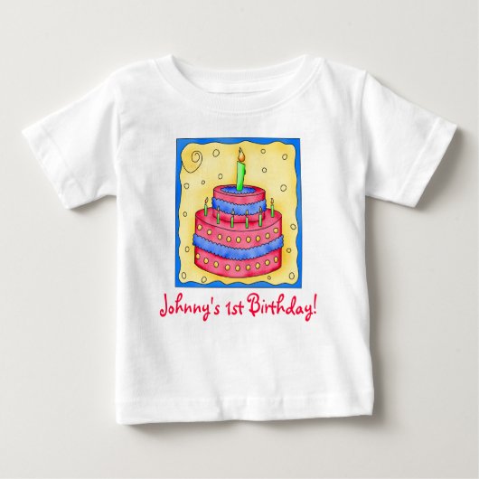 T-shirt Pour Bébé Premier (1er) Tee - shirt de gâteau d'anniversaire (Devant)