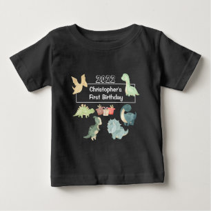 T-shirt Pour Bébé Premier anniversaire bébé aquarelle dinosaure mign