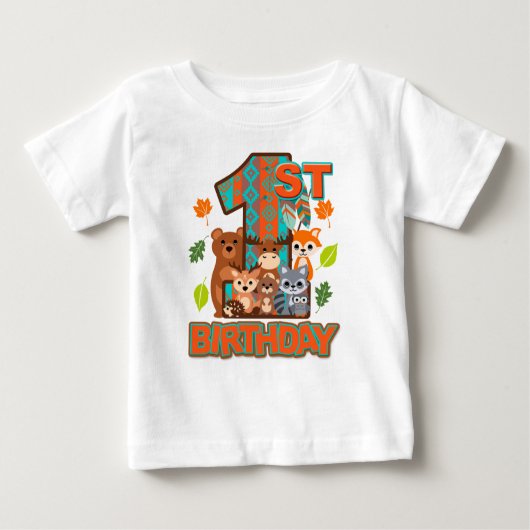 T-shirt Pour Bébé Premier anniversaire Bois Flèche bois | Un sauvage (Devant)