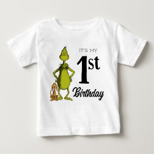 T-shirt Pour Bébé Premier anniversaire de Grinch Chalkboard (Devant)