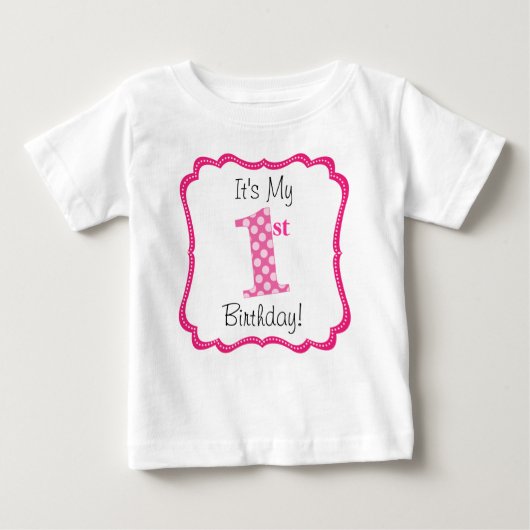T-shirt Pour Bébé Premier anniversaire de la fille rose mignonne (Devant)